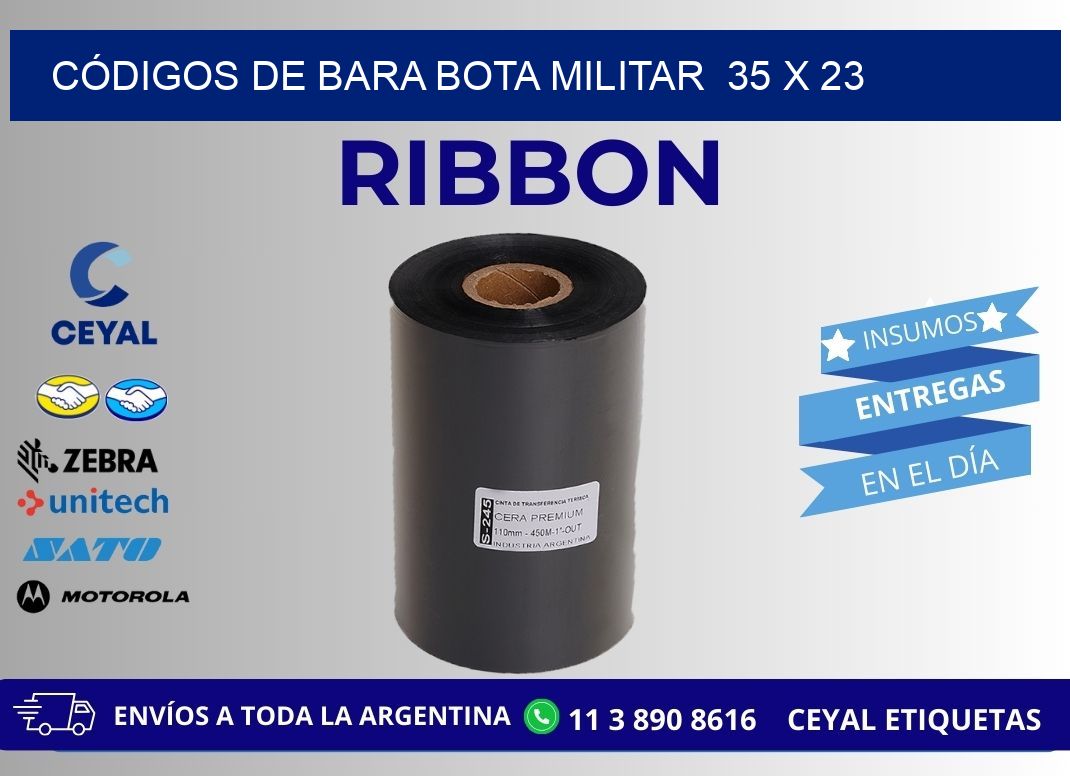 CÓDIGOS DE BARA BOTA MILITAR  35 x 23