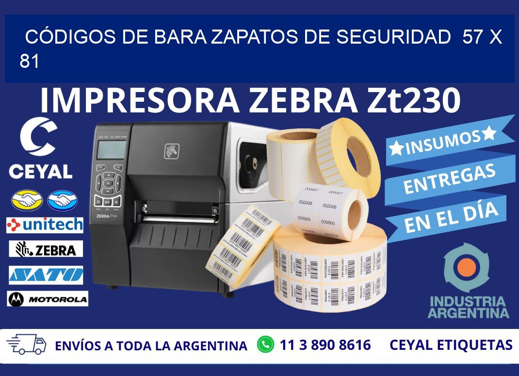 CÓDIGOS DE BARA ZAPATOS DE SEGURIDAD  57 x 81