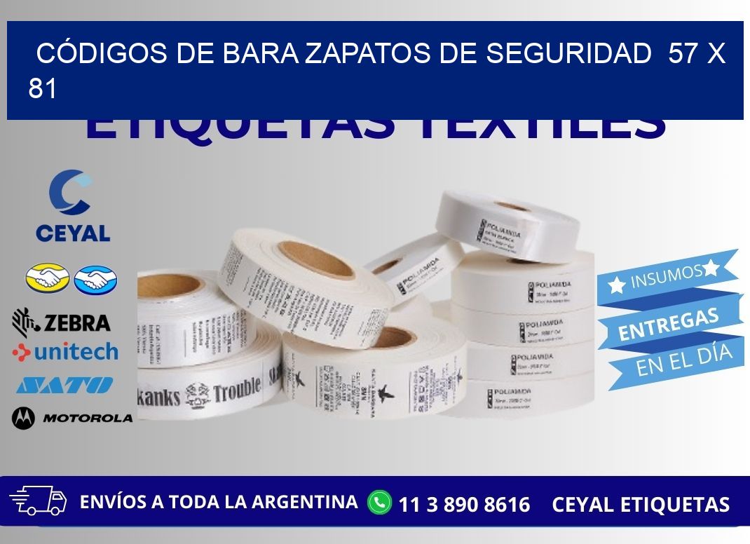 CÓDIGOS DE BARA ZAPATOS DE SEGURIDAD  57 x 81