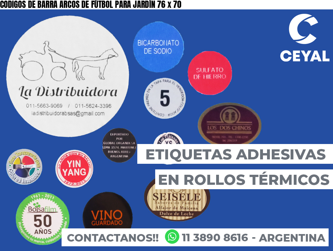 CODIGOS DE BARRA ARCOS DE FÚTBOL PARA JARDÍN 76 x 70