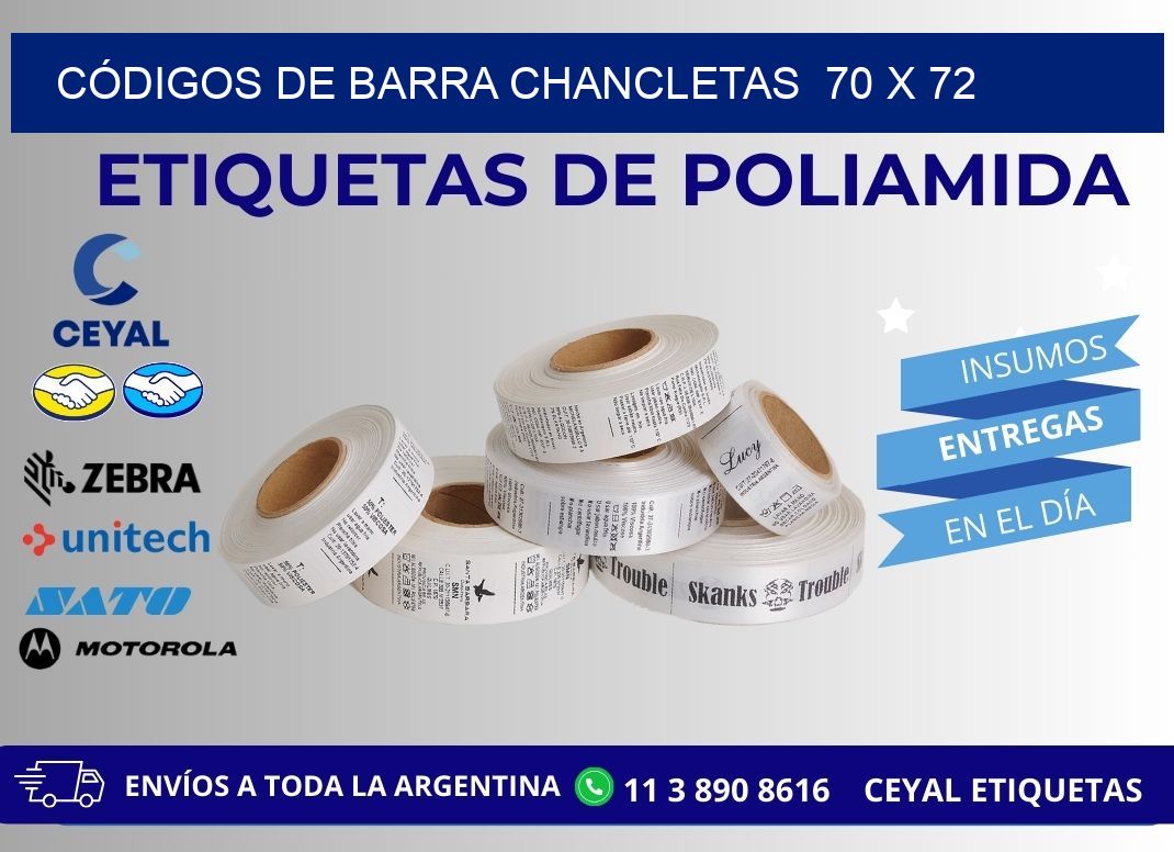 CÓDIGOS DE BARRA CHANCLETAS  70 x 72