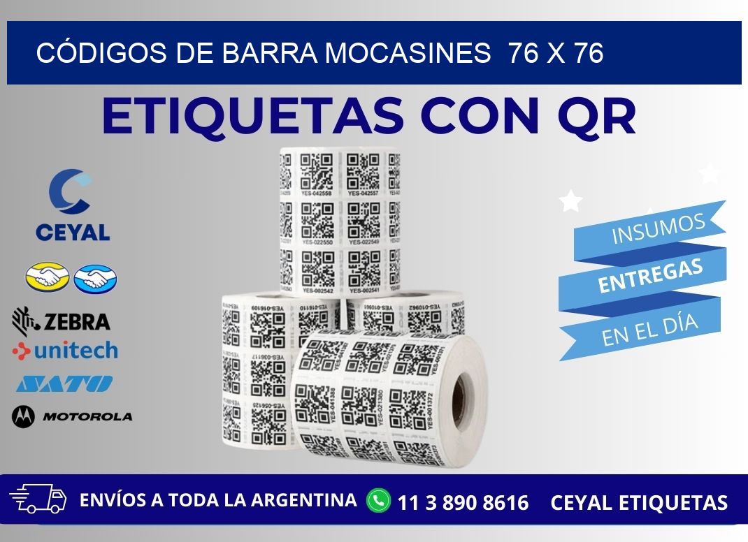 CÓDIGOS DE BARRA MOCASINES  76 x 76