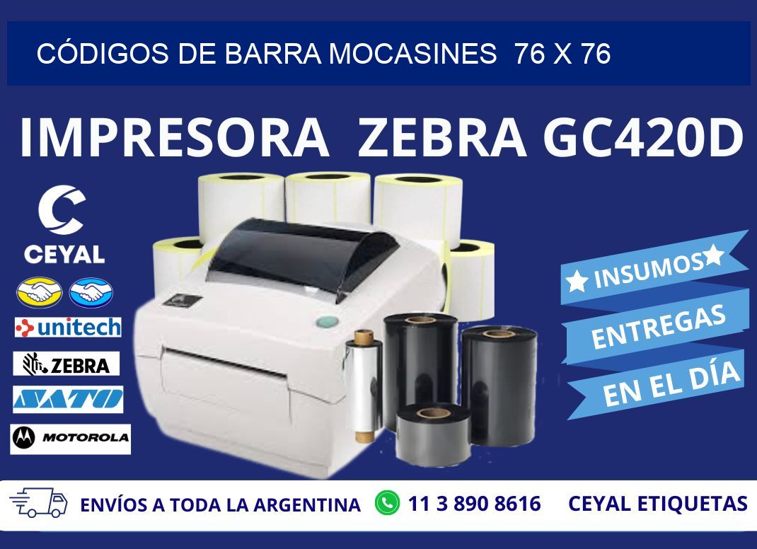 CÓDIGOS DE BARRA MOCASINES  76 x 76