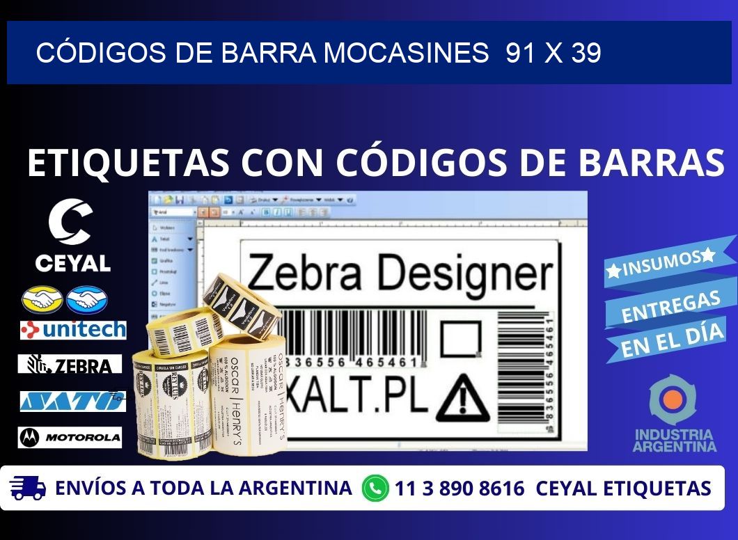 CÓDIGOS DE BARRA MOCASINES  91 x 39