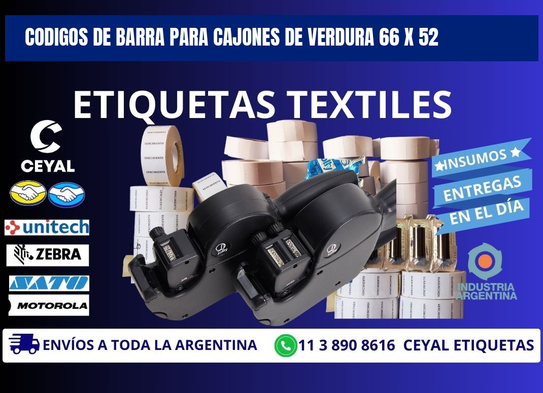 CODIGOS DE BARRA PARA CAJONES DE VERDURA 66 x 52