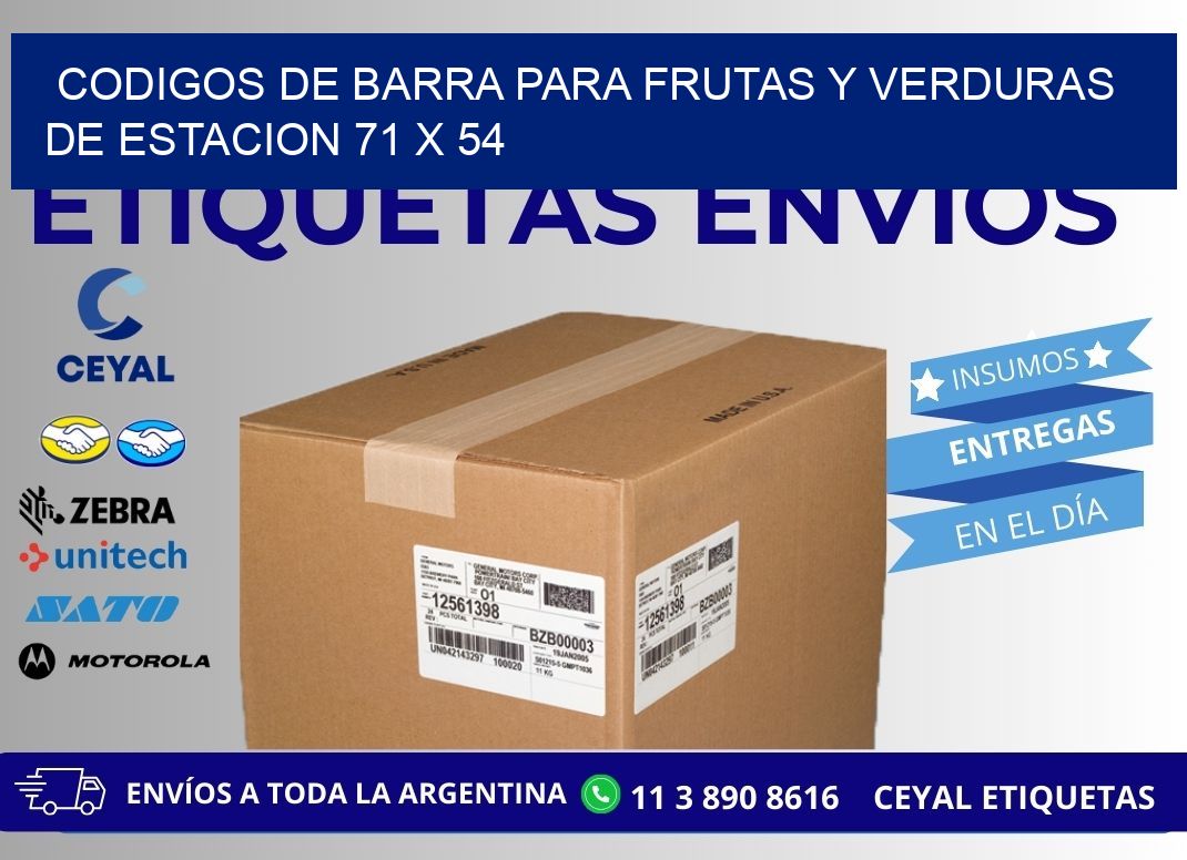 CODIGOS DE BARRA PARA FRUTAS Y VERDURAS DE ESTACION 71 x 54