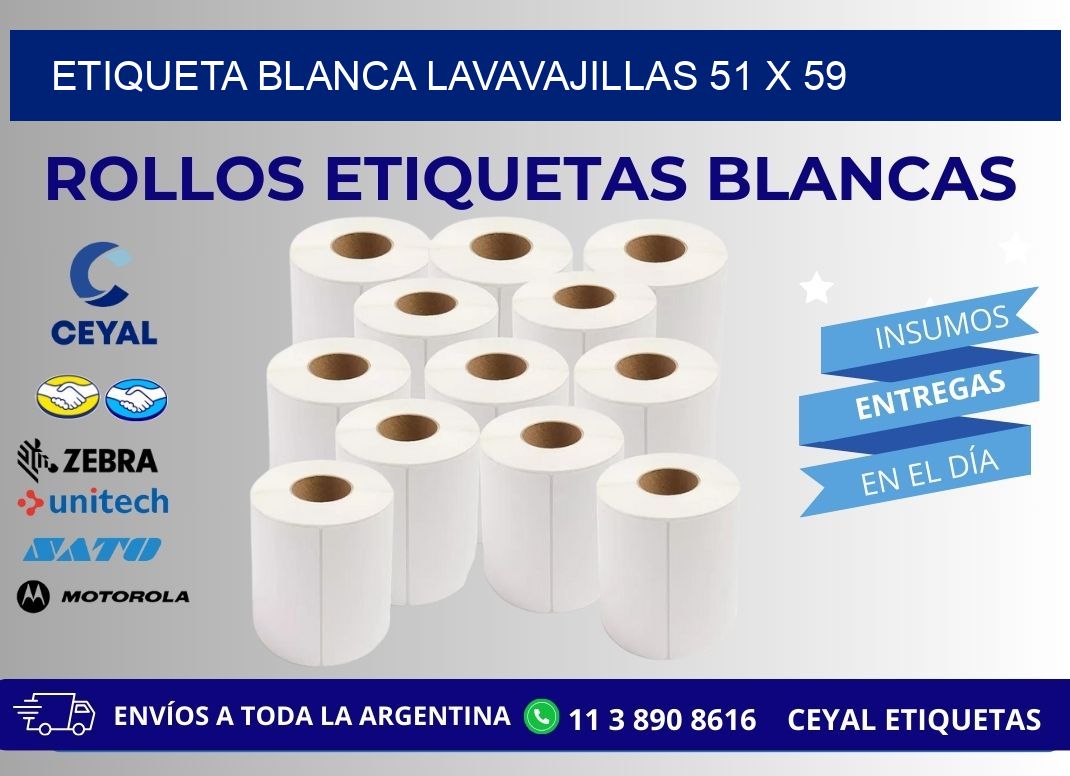 ETIQUETA BLANCA LAVAVAJILLAS 51 x 59