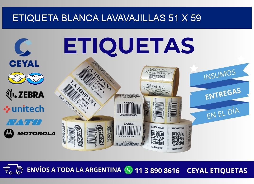 ETIQUETA BLANCA LAVAVAJILLAS 51 x 59