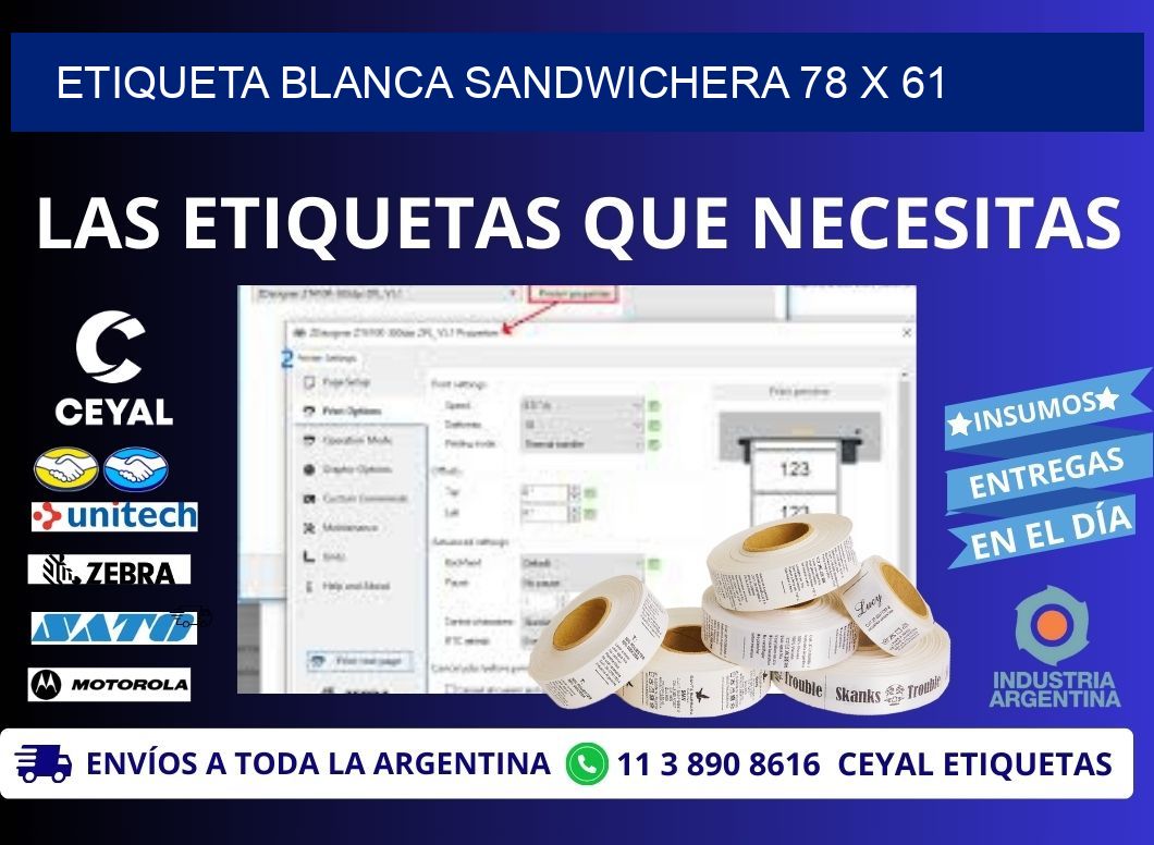 ETIQUETA BLANCA SANDWICHERA 78 x 61