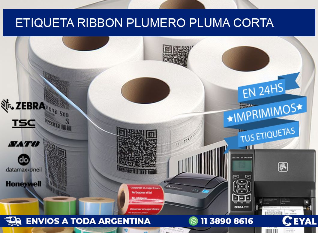 ETIQUETA RIBBON PLUMERO PLUMA CORTA