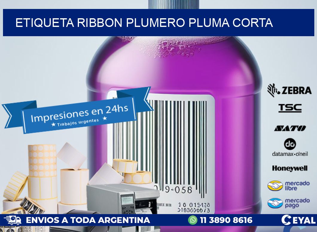 ETIQUETA RIBBON PLUMERO PLUMA CORTA