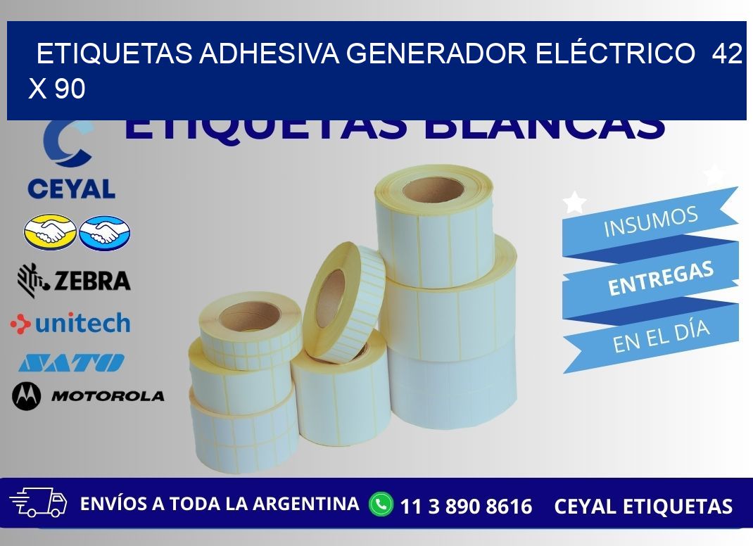 ETIQUETAS ADHESIVA GENERADOR ELÉCTRICO  42 x 90