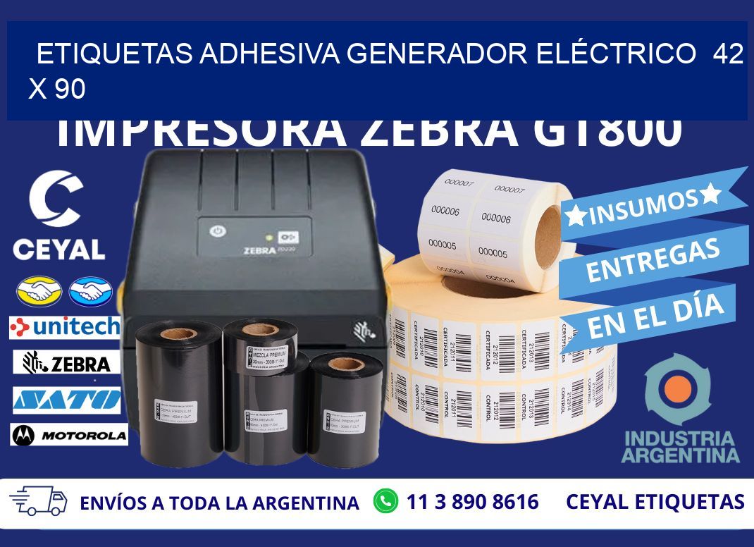 ETIQUETAS ADHESIVA GENERADOR ELÉCTRICO  42 x 90