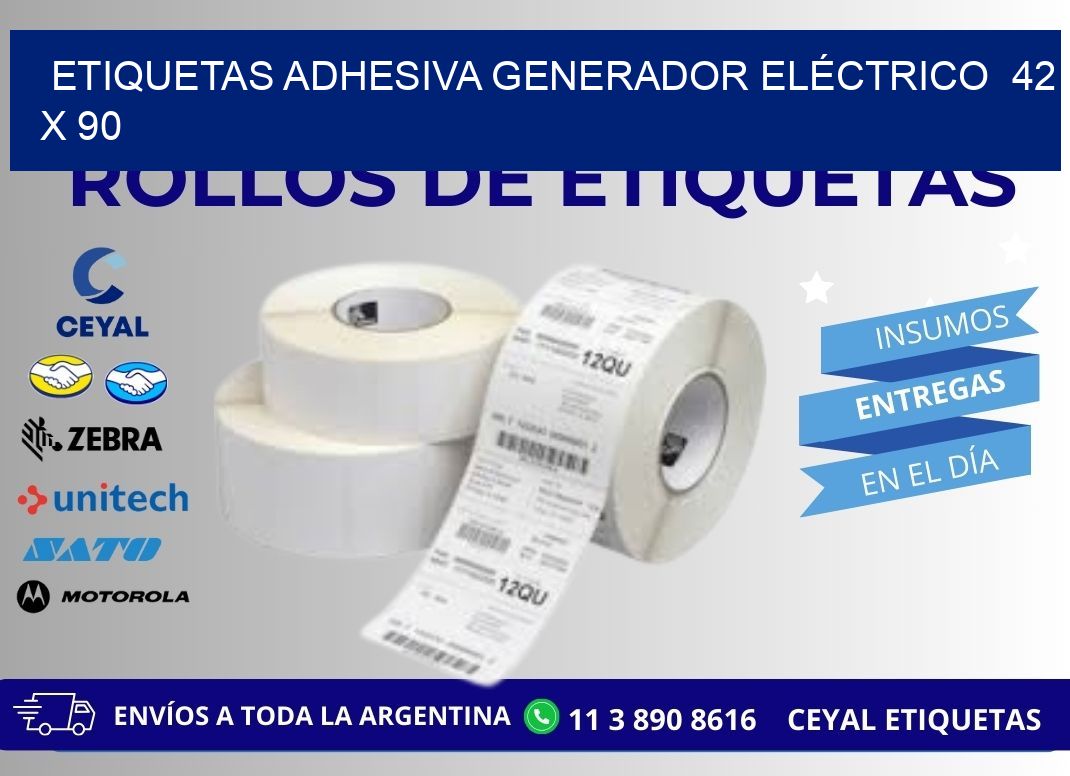 ETIQUETAS ADHESIVA GENERADOR ELÉCTRICO  42 x 90