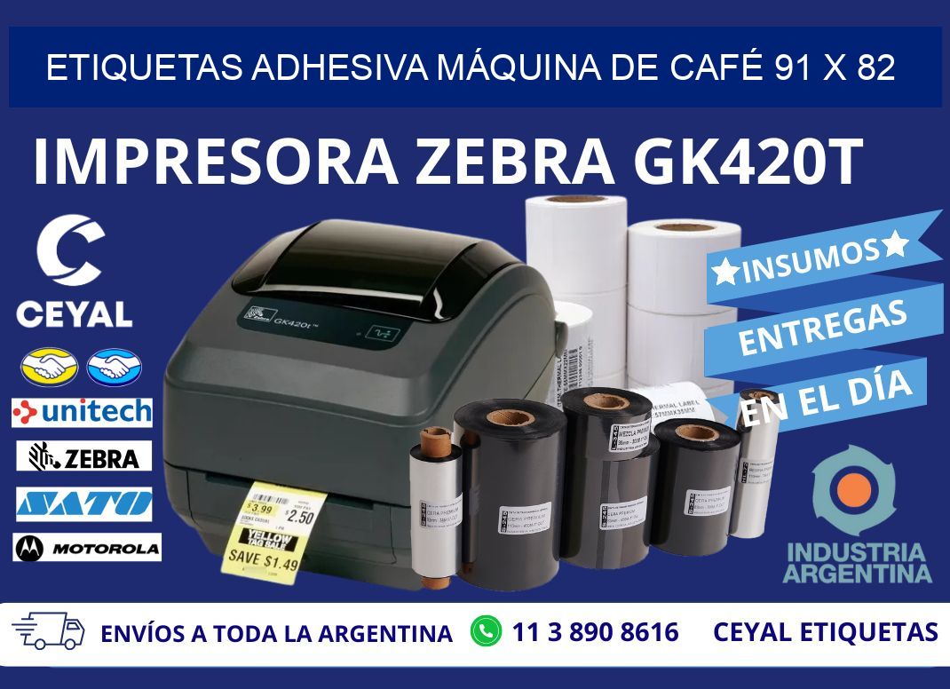 ETIQUETAS ADHESIVA MÁQUINA DE CAFÉ 91 x 82