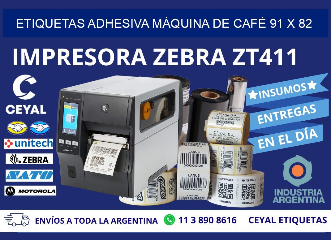 ETIQUETAS ADHESIVA MÁQUINA DE CAFÉ 91 x 82