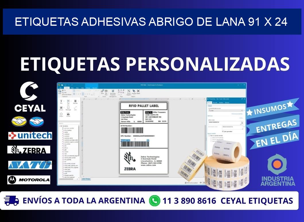 ETIQUETAS ADHESIVAS ABRIGO DE LANA 91 x 24