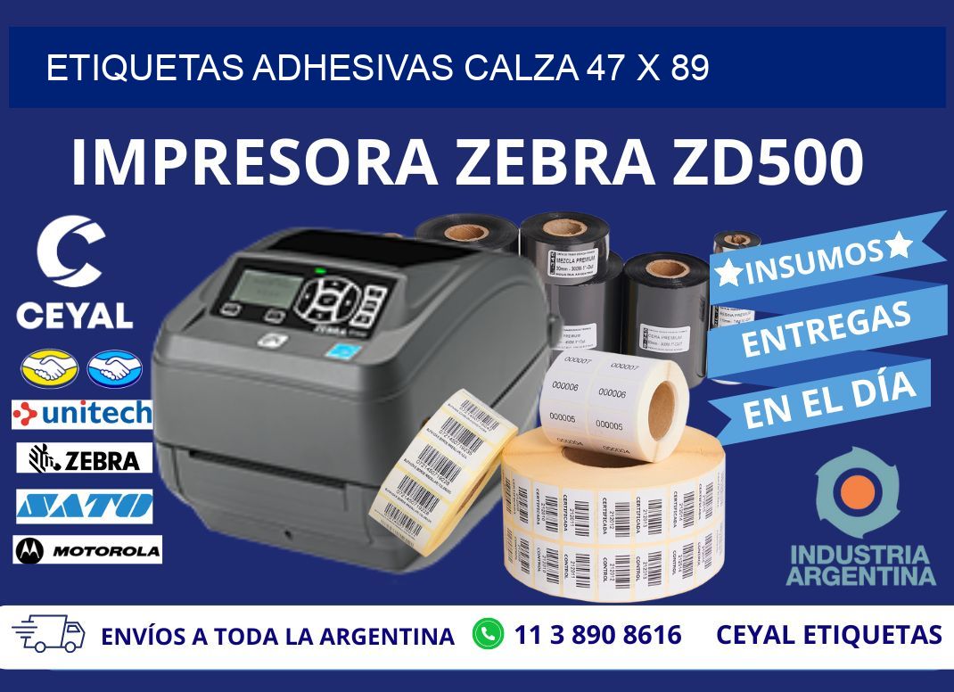 ETIQUETAS ADHESIVAS CALZA 47 x 89