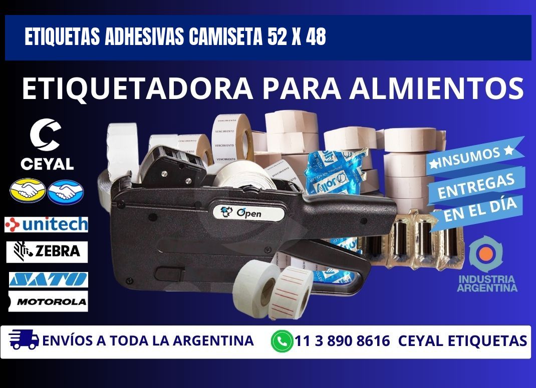 ETIQUETAS ADHESIVAS CAMISETA 52 x 48