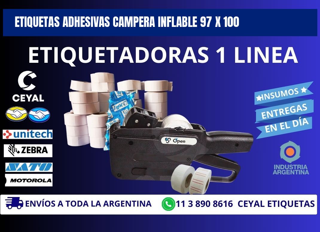 ETIQUETAS ADHESIVAS CAMPERA INFLABLE 97 x 100