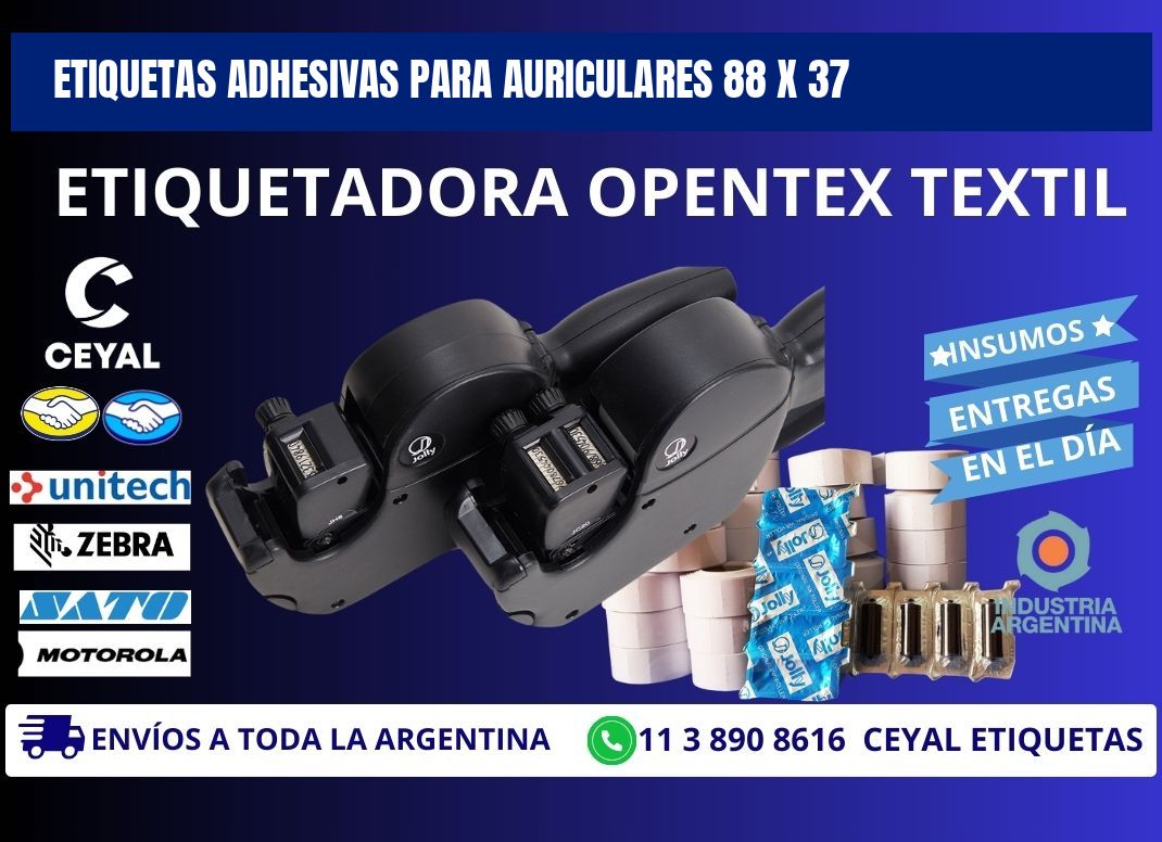 ETIQUETAS ADHESIVAS PARA AURICULARES 88 x 37