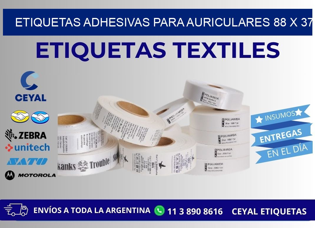 ETIQUETAS ADHESIVAS PARA AURICULARES 88 x 37