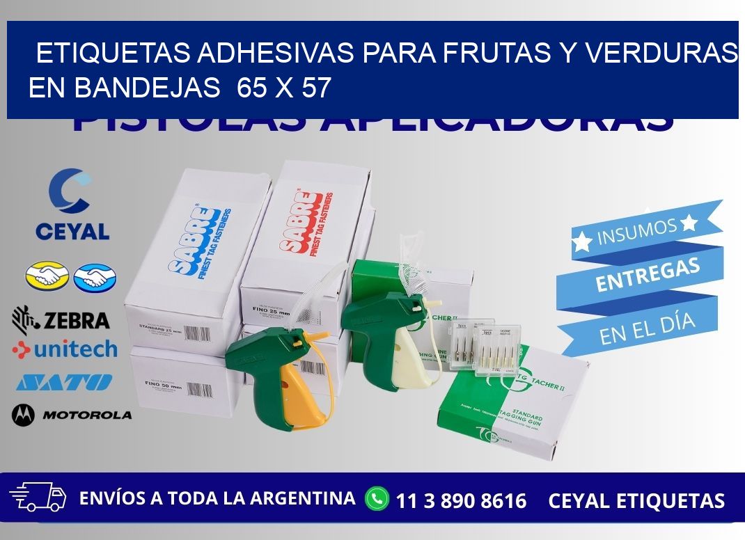 ETIQUETAS ADHESIVAS PARA FRUTAS Y VERDURAS EN BANDEJAS  65 x 57