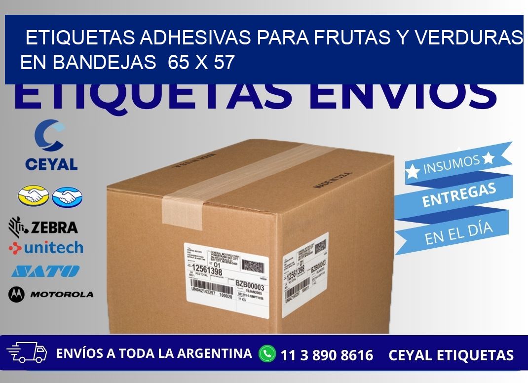 ETIQUETAS ADHESIVAS PARA FRUTAS Y VERDURAS EN BANDEJAS  65 x 57