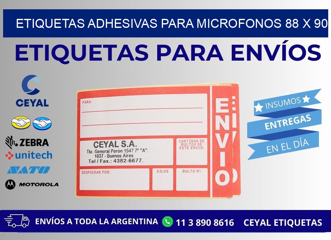 ETIQUETAS ADHESIVAS PARA MICROFONOS 88 x 90