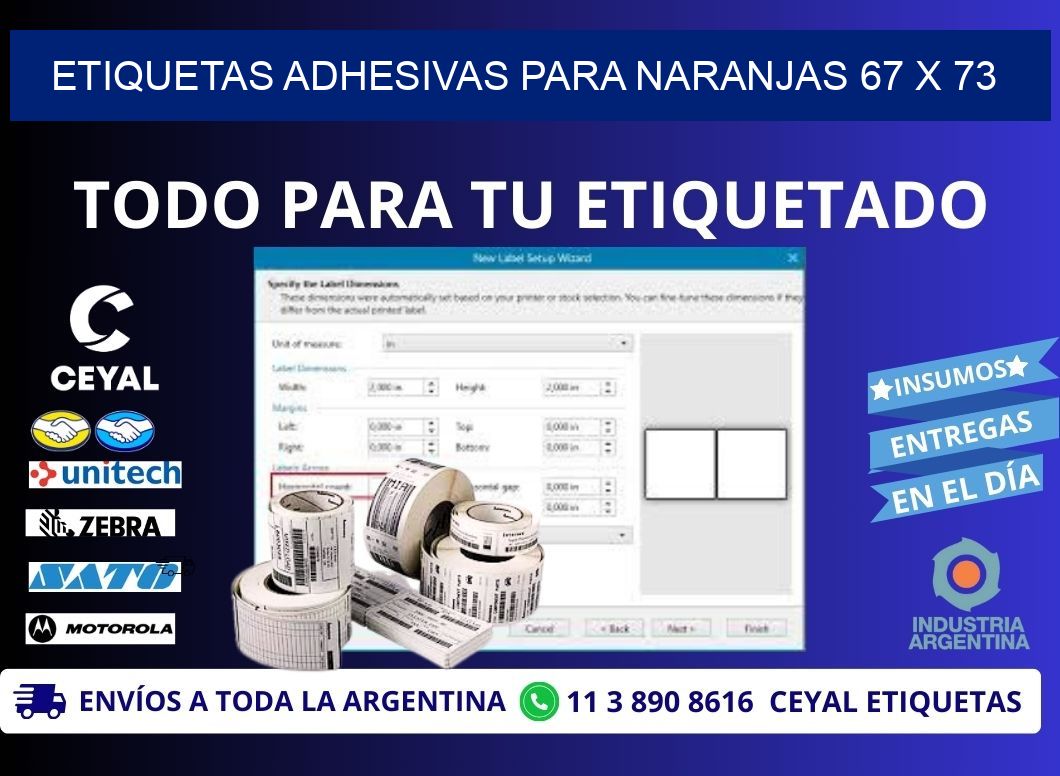 ETIQUETAS ADHESIVAS PARA NARANJAS 67 x 73