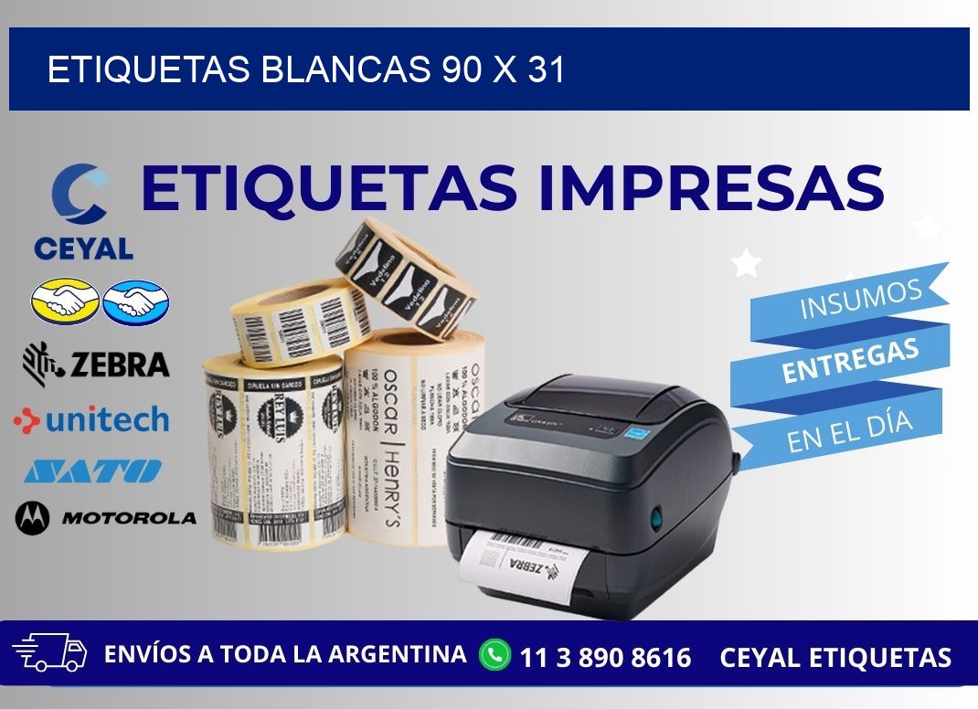 ETIQUETAS BLANCAS 90 x 31