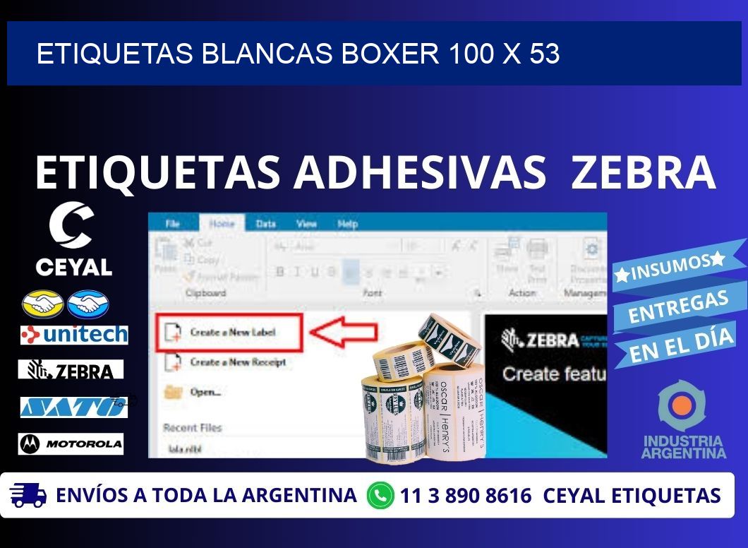 ETIQUETAS BLANCAS BOXER 100 x 53