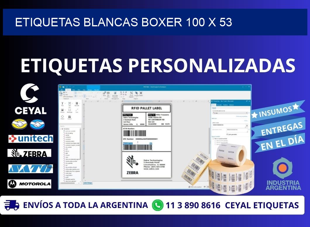 ETIQUETAS BLANCAS BOXER 100 x 53