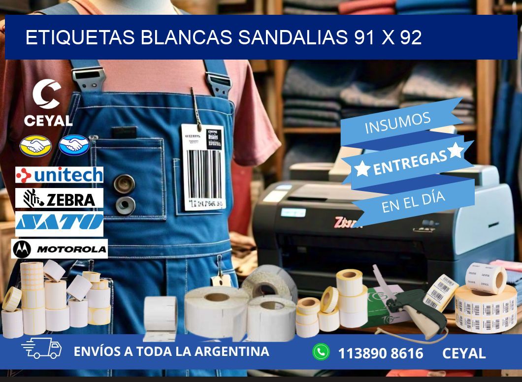 ETIQUETAS BLANCAS SANDALIAS 91 x 92