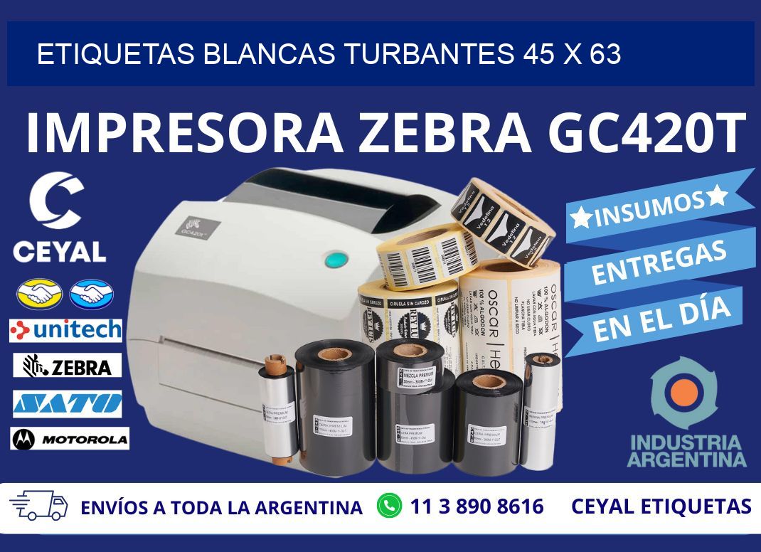 ETIQUETAS BLANCAS TURBANTES 45 x 63