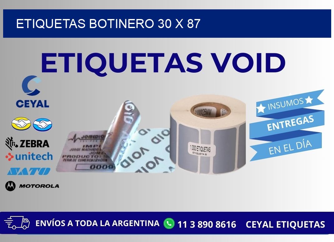 ETIQUETAS BOTINERO 30 x 87