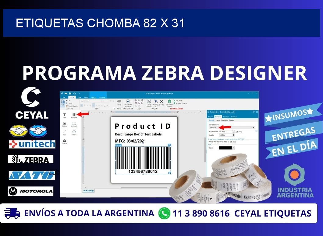 ETIQUETAS CHOMBA 82 x 31