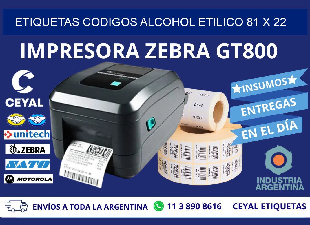 ETIQUETAS CODIGOS ALCOHOL ETILICO 81 x 22