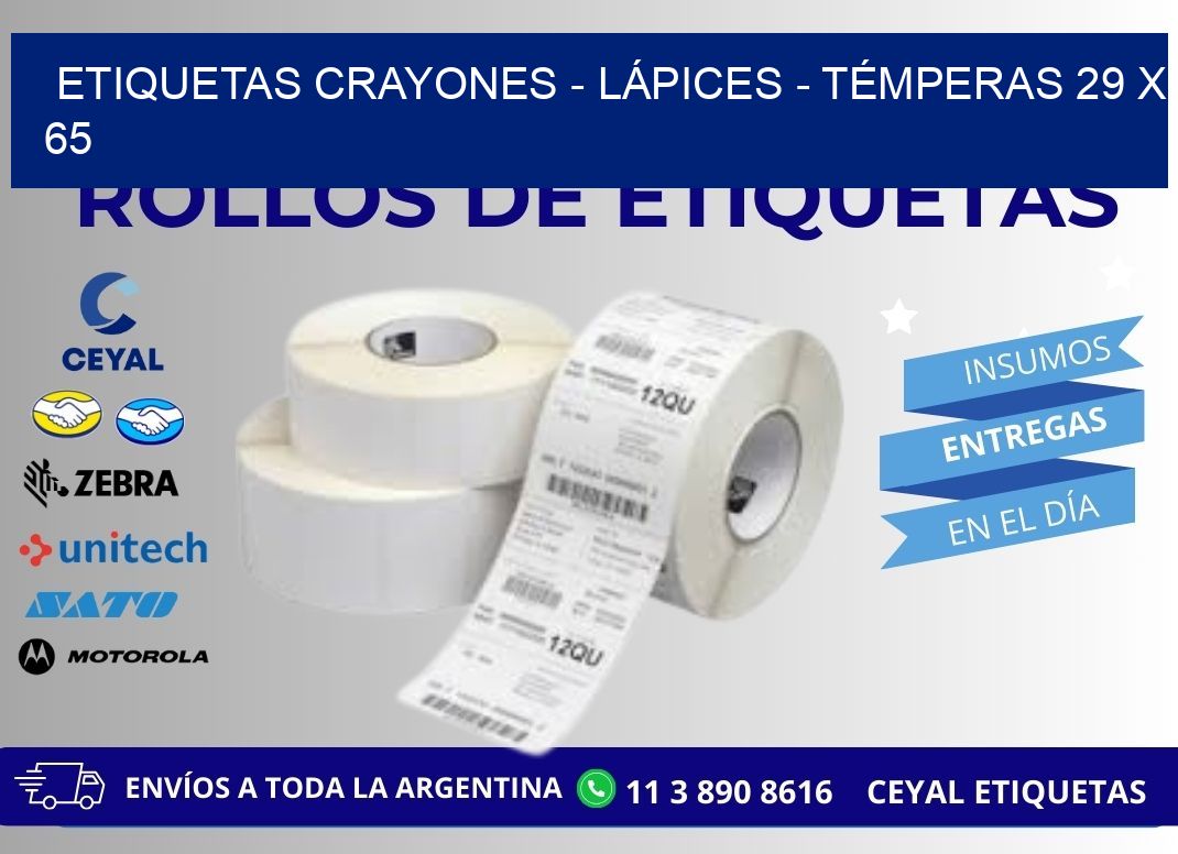 ETIQUETAS CRAYONES - LÁPICES - TÉMPERAS 29 x 65