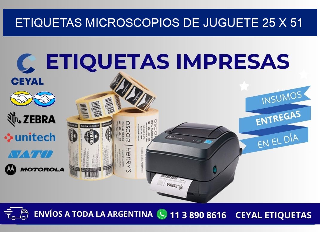 ETIQUETAS MICROSCOPIOS DE JUGUETE 25 x 51