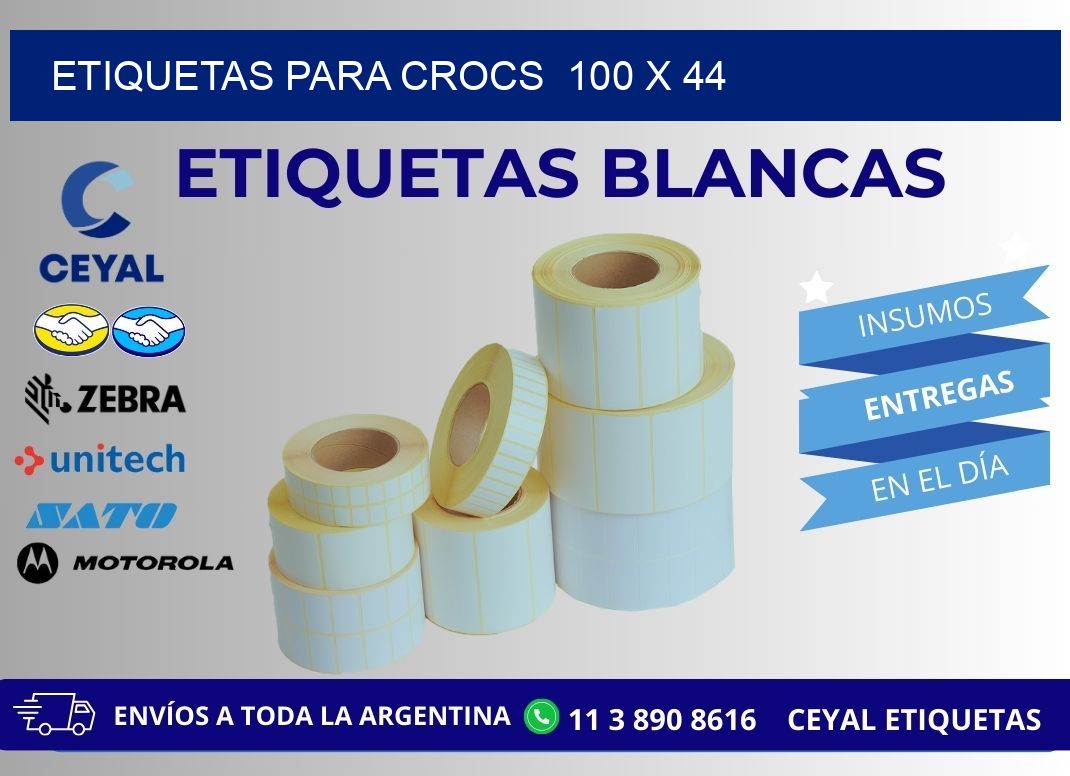 ETIQUETAS PARA CROCS  100 x 44