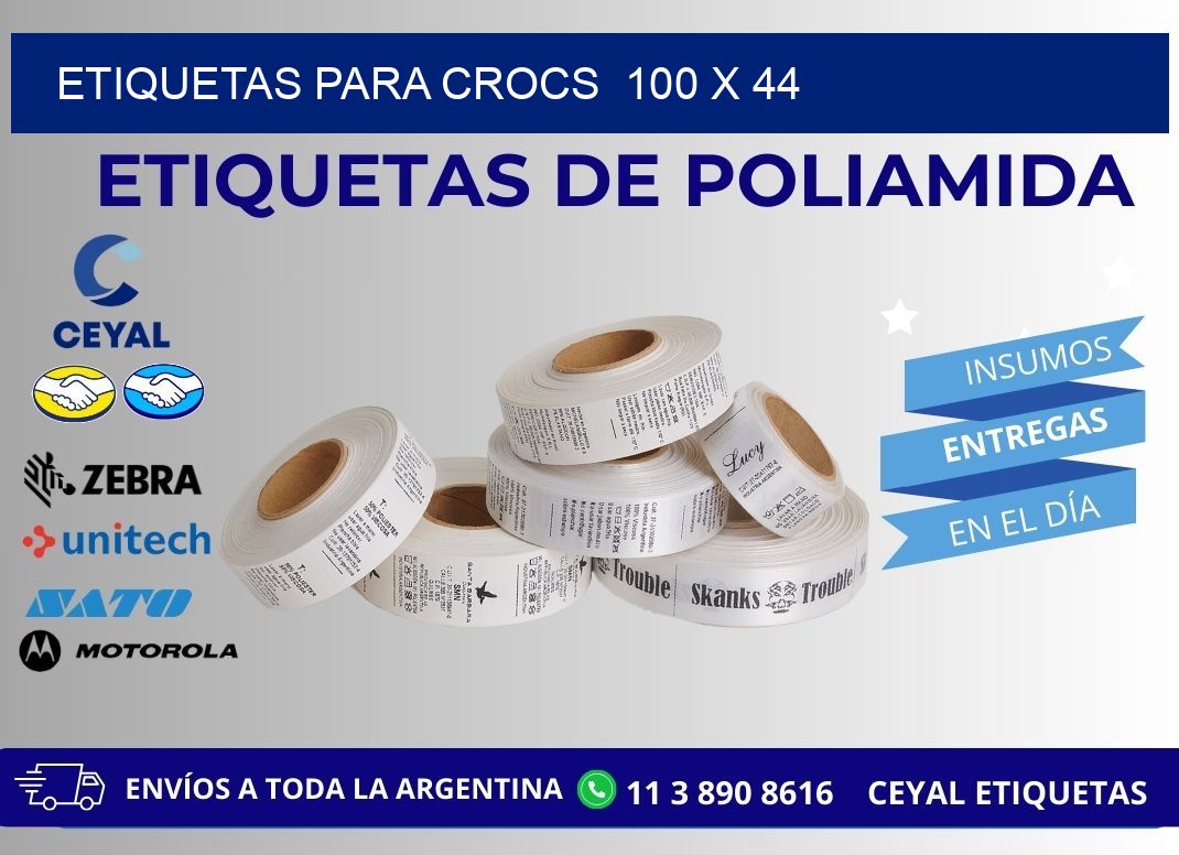 ETIQUETAS PARA CROCS  100 x 44