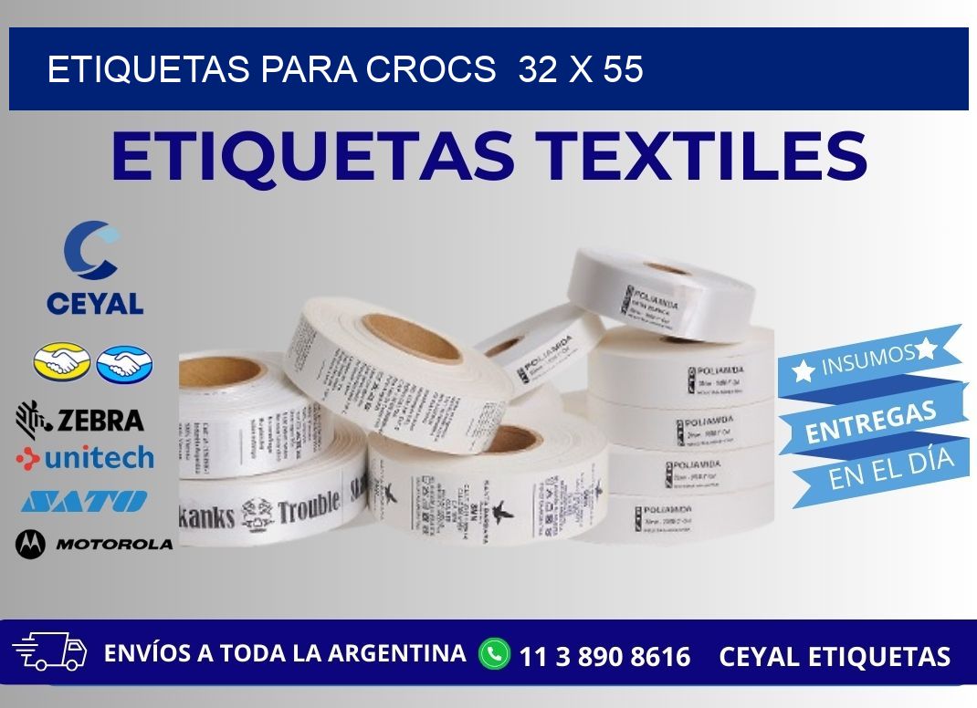 ETIQUETAS PARA CROCS  32 x 55