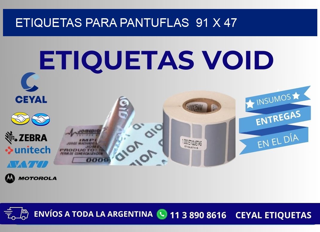 ETIQUETAS PARA PANTUFLAS  91 x 47