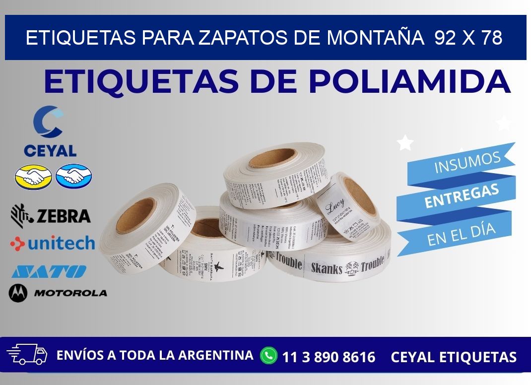 ETIQUETAS PARA ZAPATOS DE MONTAÑA  92 x 78