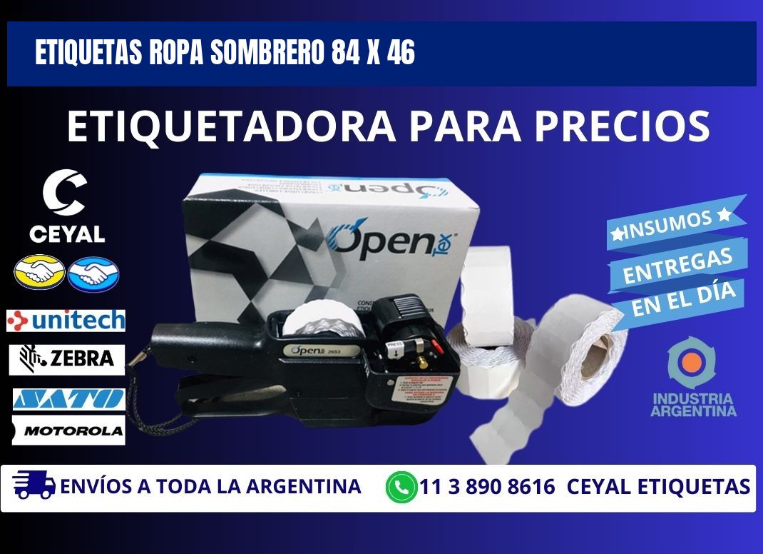 ETIQUETAS ROPA SOMBRERO 84 x 46