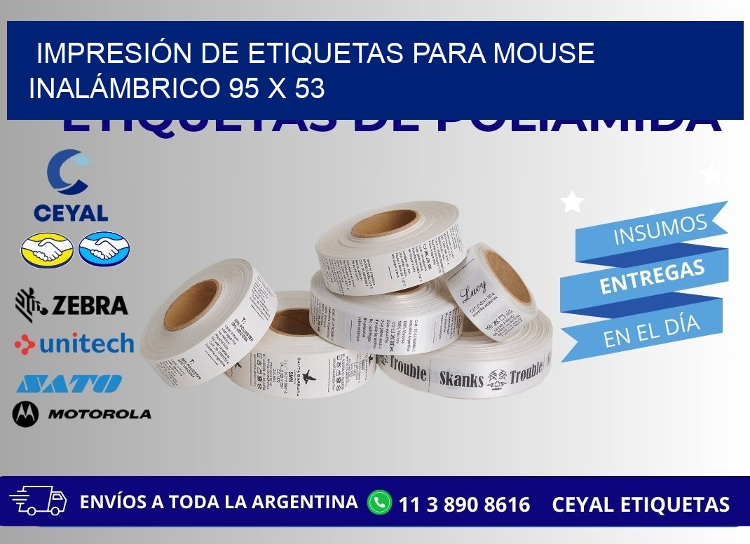 IMPRESIÓN DE ETIQUETAS PARA MOUSE INALÁMBRICO 95 x 53