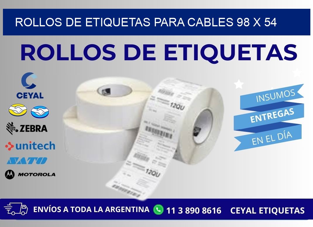 ROLLOS DE ETIQUETAS PARA CABLES 98 x 54