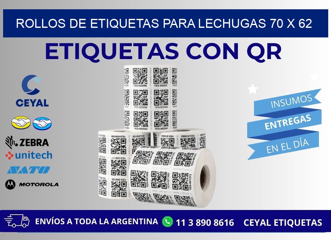 ROLLOS DE ETIQUETAS PARA LECHUGAS 70 x 62