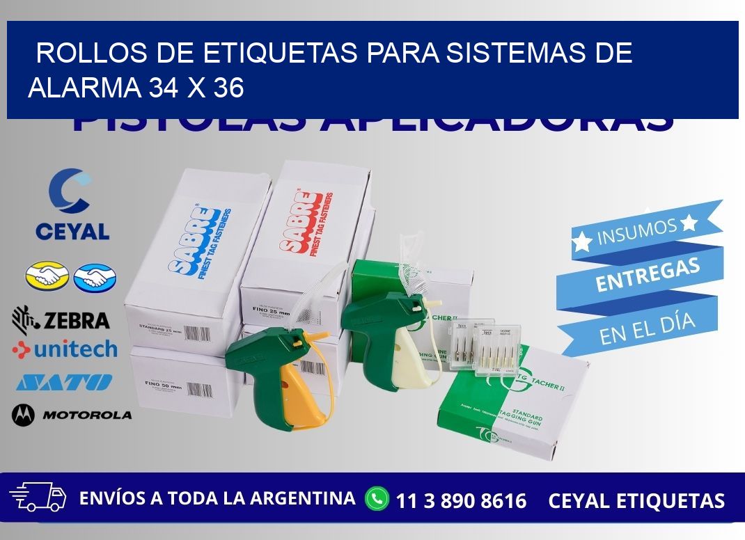 ROLLOS DE ETIQUETAS PARA SISTEMAS DE ALARMA 34 x 36